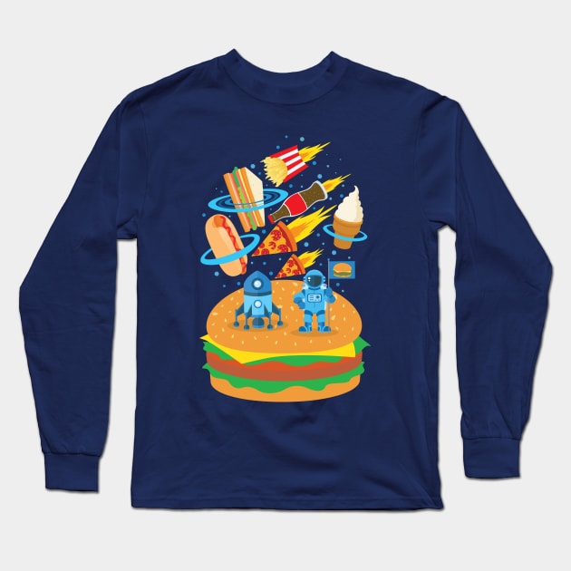 Space Burger Long Sleeve T-Shirt by Plushism